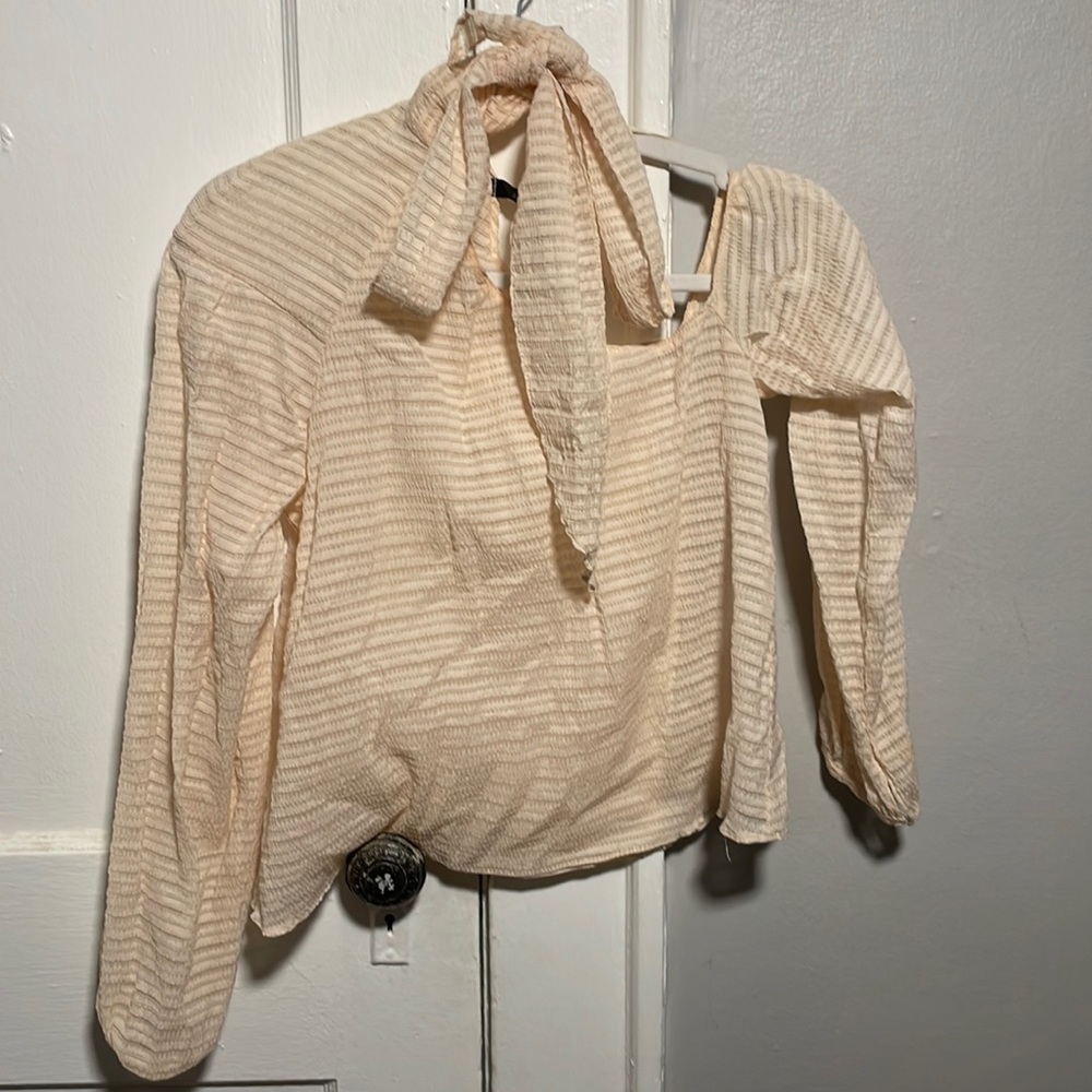 Zara Off Shoulder Neck Tie Blouse